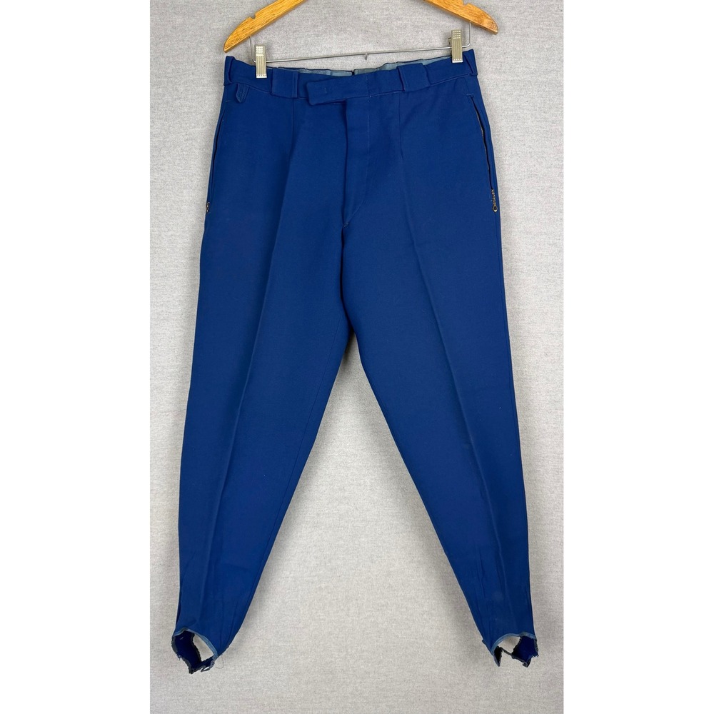Vintage Sun Valley Royal Blue Wool Blend Stirrup Ski Pants Talon‎ Mens 31x28 40s
